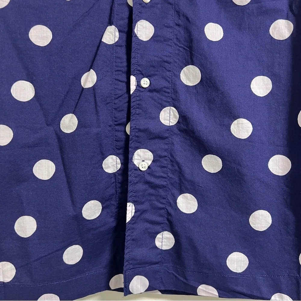 J.CREW Mens Short-sleeve Slub cotton camp collar shirt in Blue Polka Dot, Medium - Picture 5 of 12